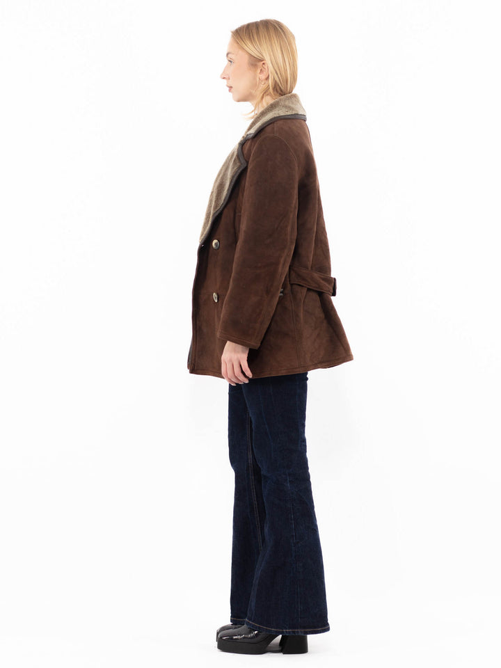 Vintage 90's Women Sheepskin Coat in BrownA1128