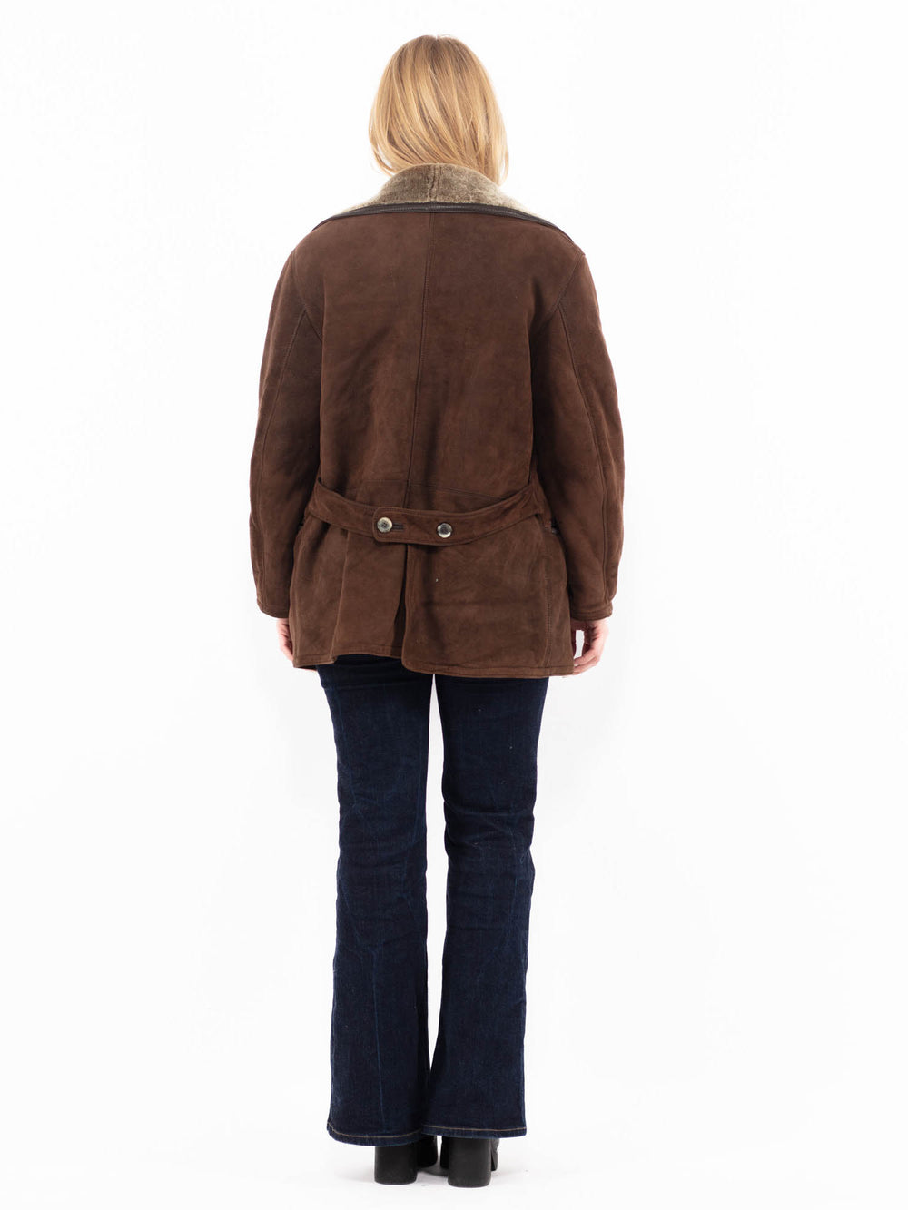 Vintage 90's Women Sheepskin Coat in BrownA1128