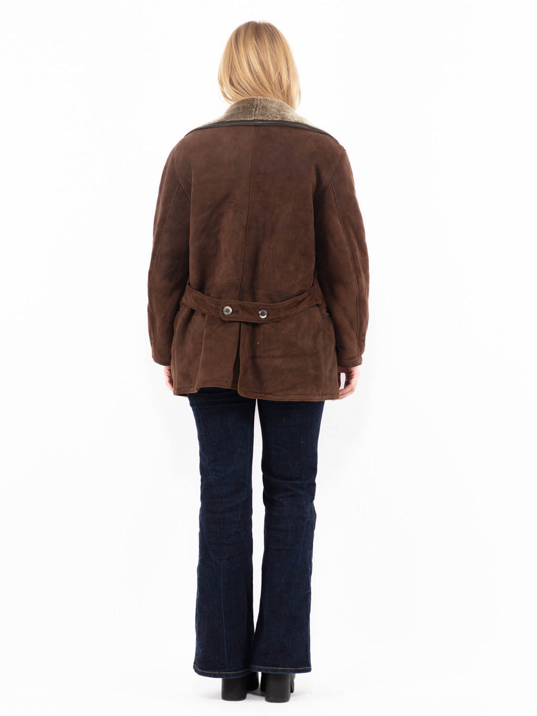 Vintage 90's Women Sheepskin Coat in BrownA1128