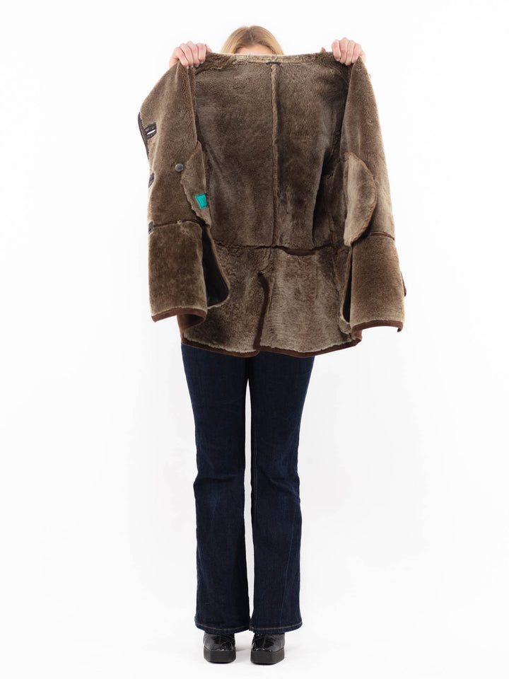 Vintage 90's Women Sheepskin Coat in BrownA1128