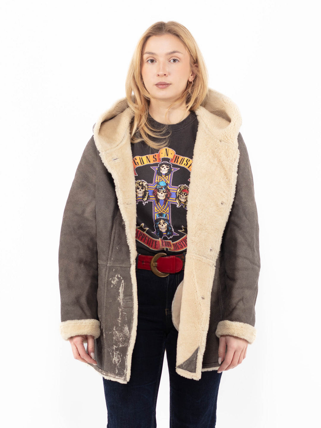 Vintage 90's Women Sheepskin in GrayA1129