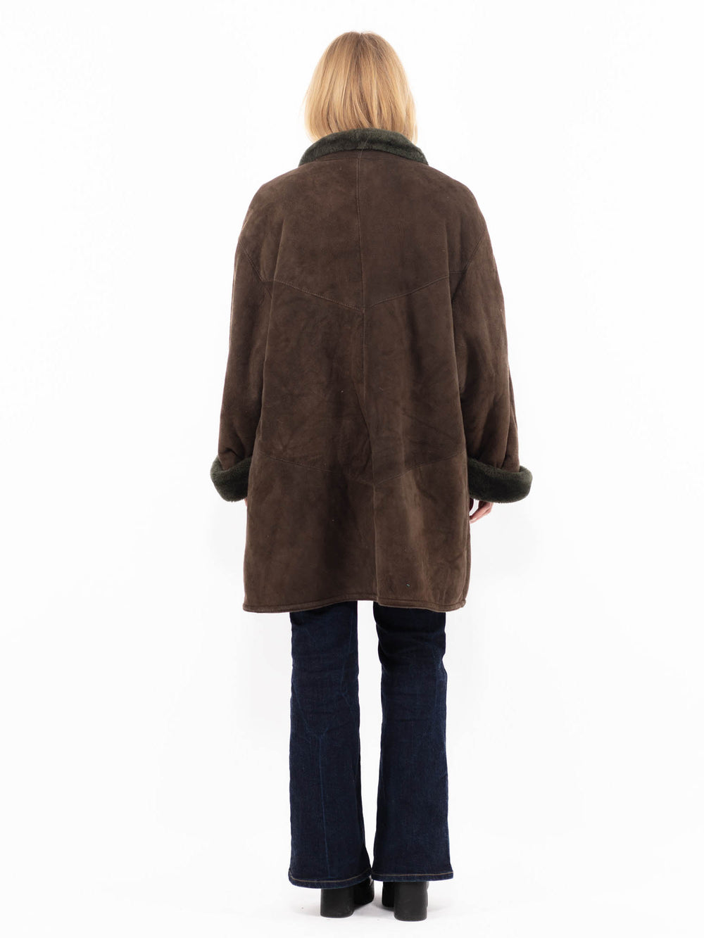 Vintage 90's Women Sheepskin Shearling Coat in BrownA1133