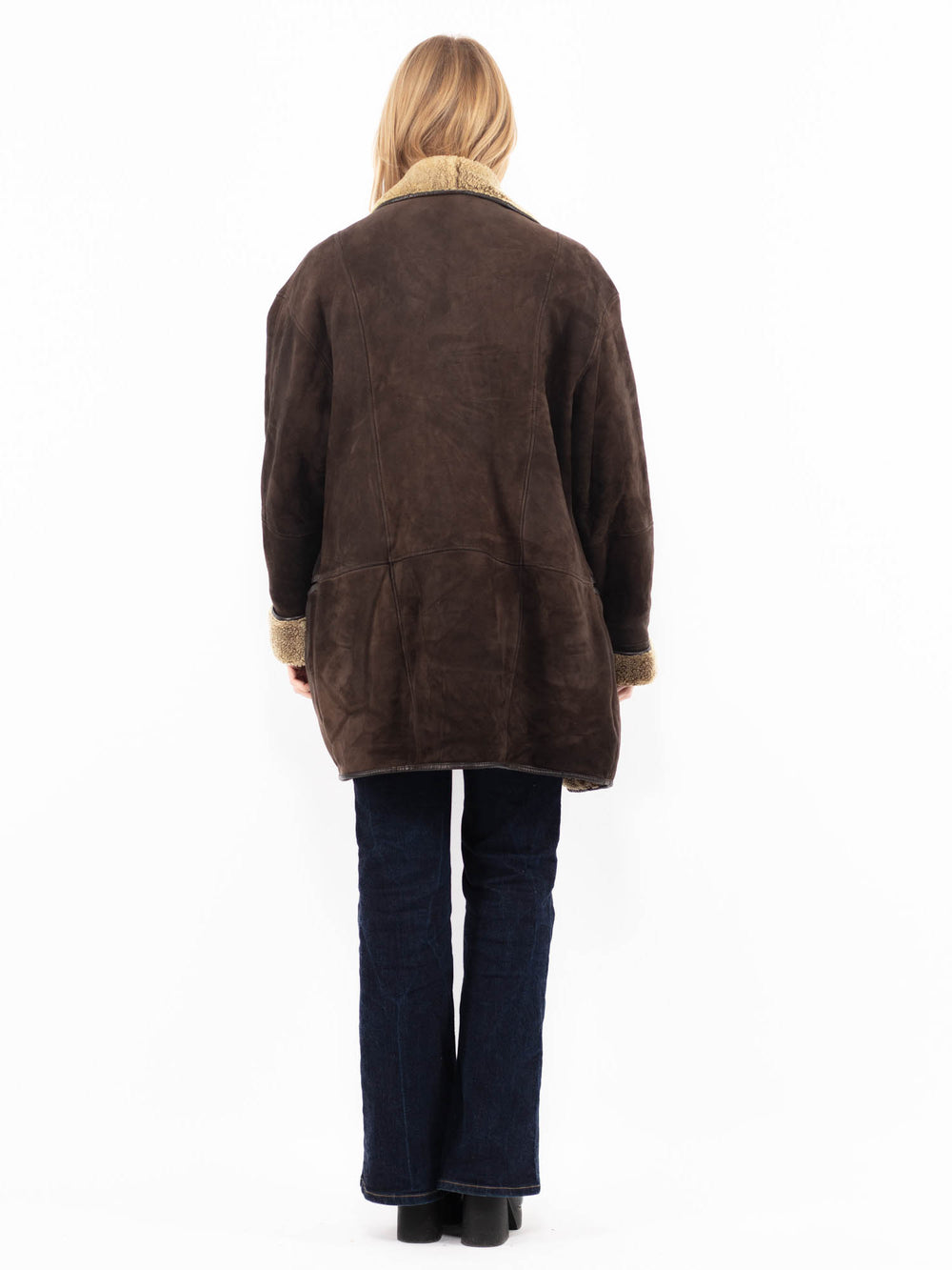 Vintage 90's Women Sheepskin Coat in BrownA1144