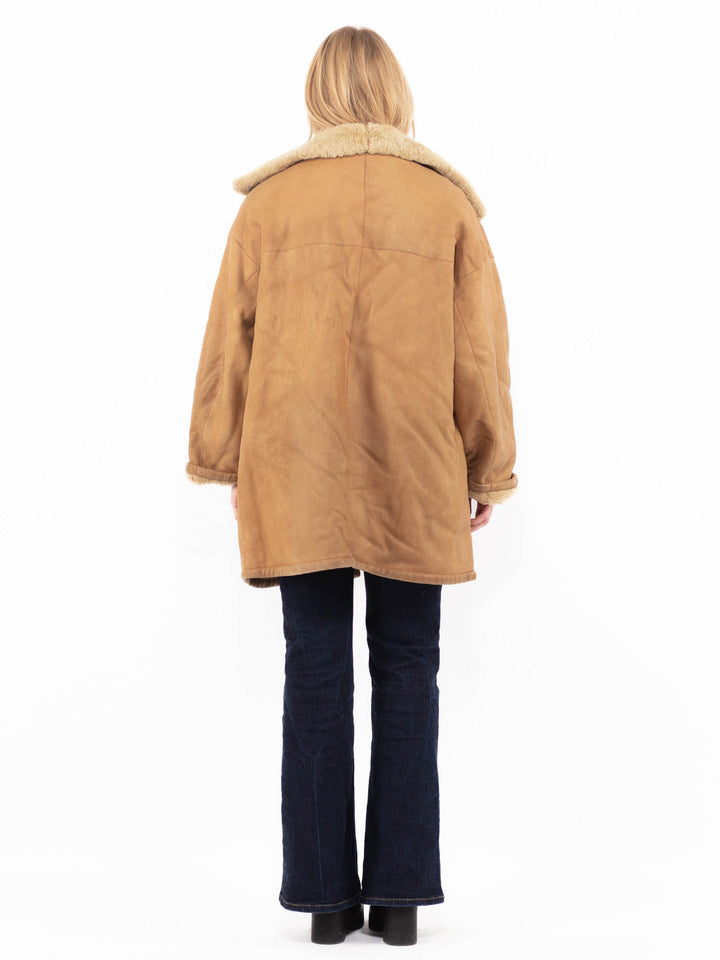 Vintage 90's Women Sheepskin Coat in BrownA1148