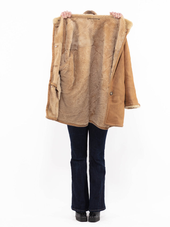 Vintage 90's Women Sheepskin Coat in BrownA1148