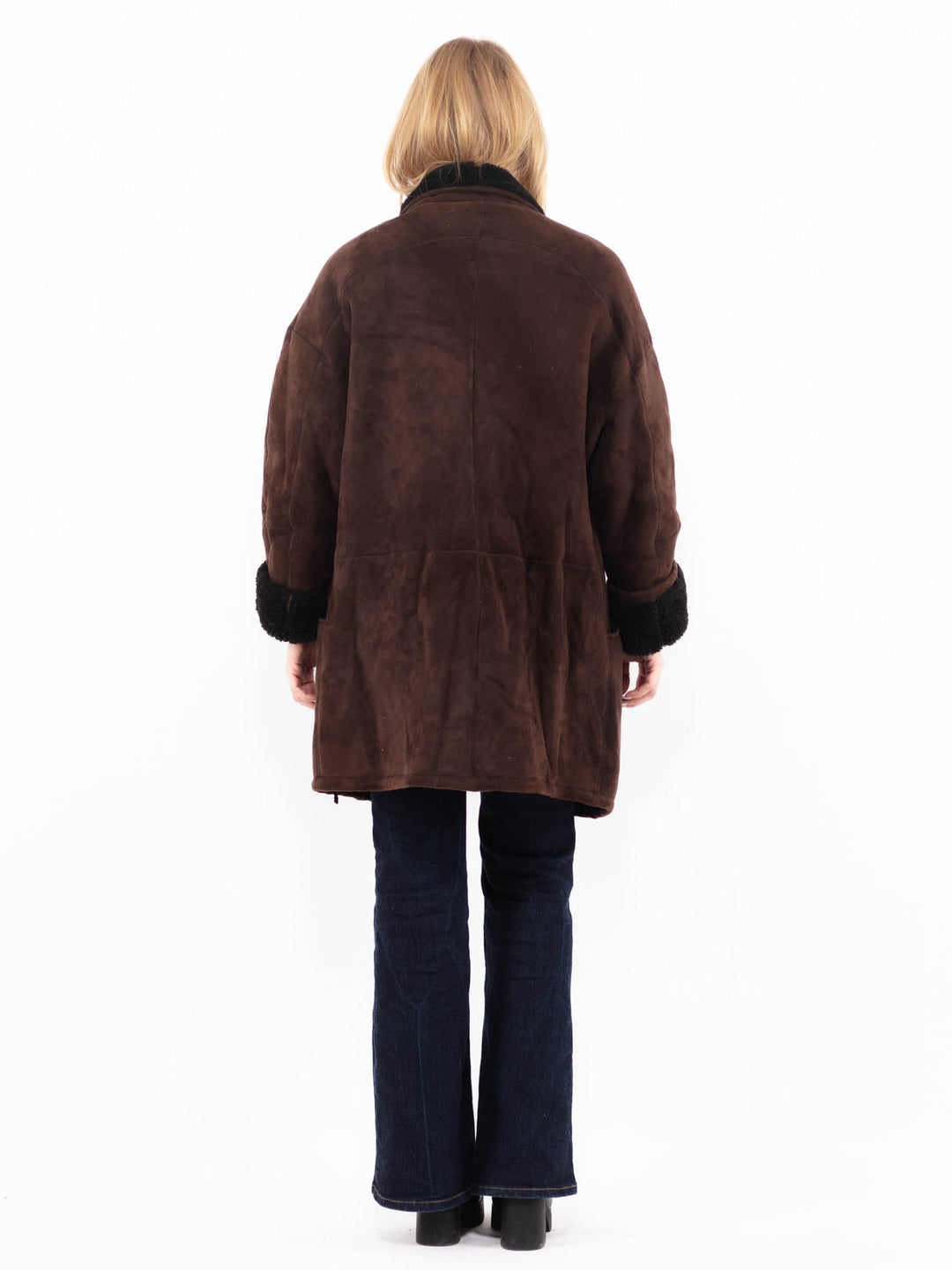 Vintage 90's Women Sheepskin Coat in BrownA1157