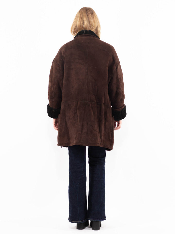 Vintage 90's Women Sheepskin Coat in BrownA1157