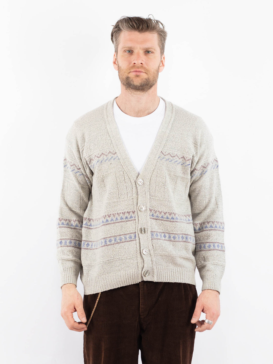 Vintage 90's Men Cardigan in GrayZ1640