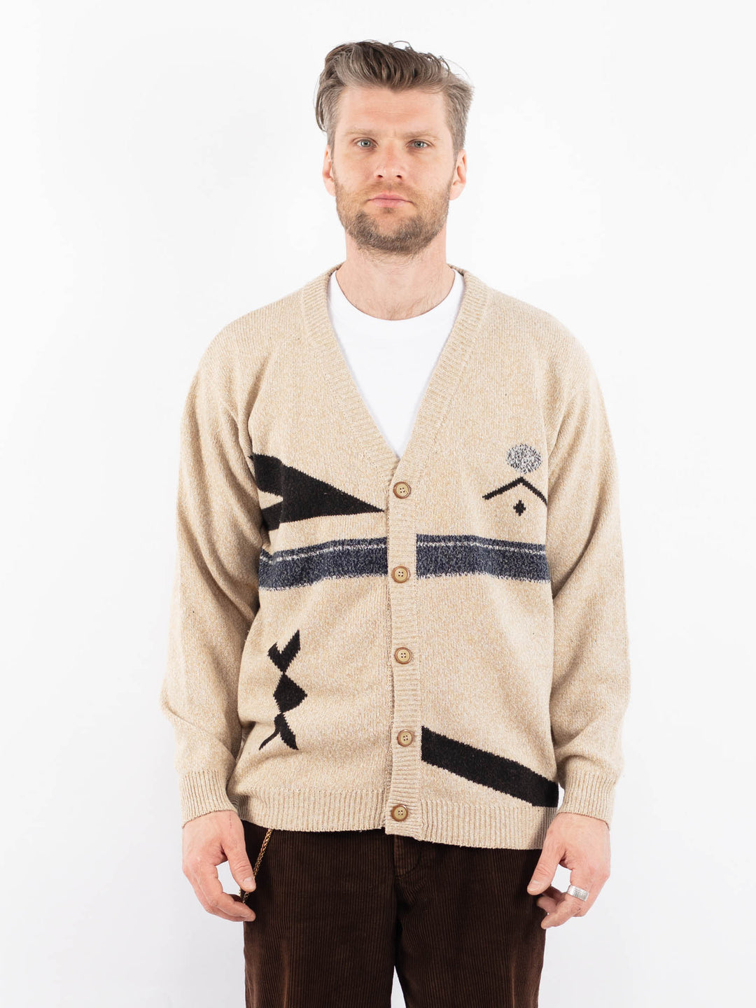 Vintage 90's Men Cardigan in BeigeZ1643