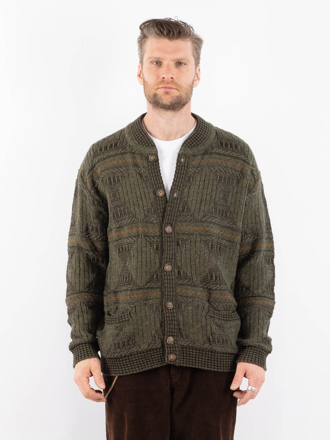 Vintage 90's Men Cardigan in GreenZ1644