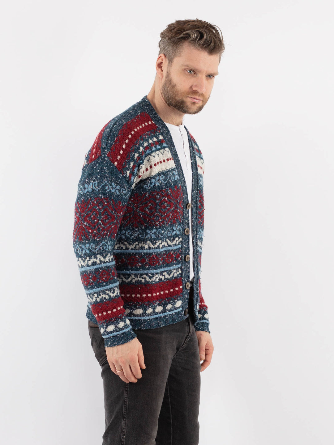 Vintage 90's Men Cardigan in MultiZ958