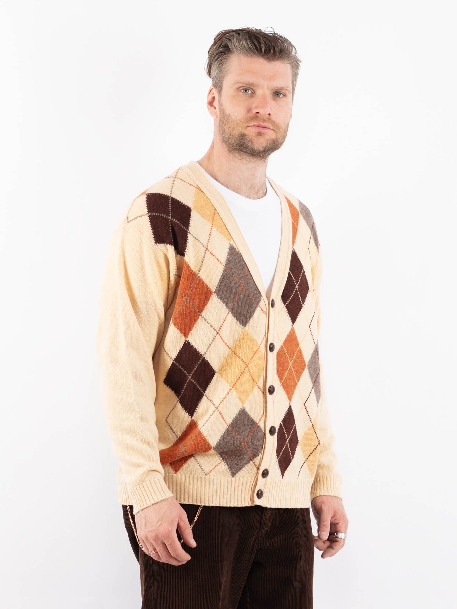 Online Vintage Store | Vintage 90's Men Cardigan in Brown