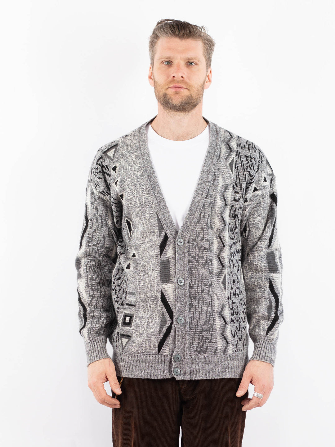 Vintage 90's Men Cardigan in GrayZ1648