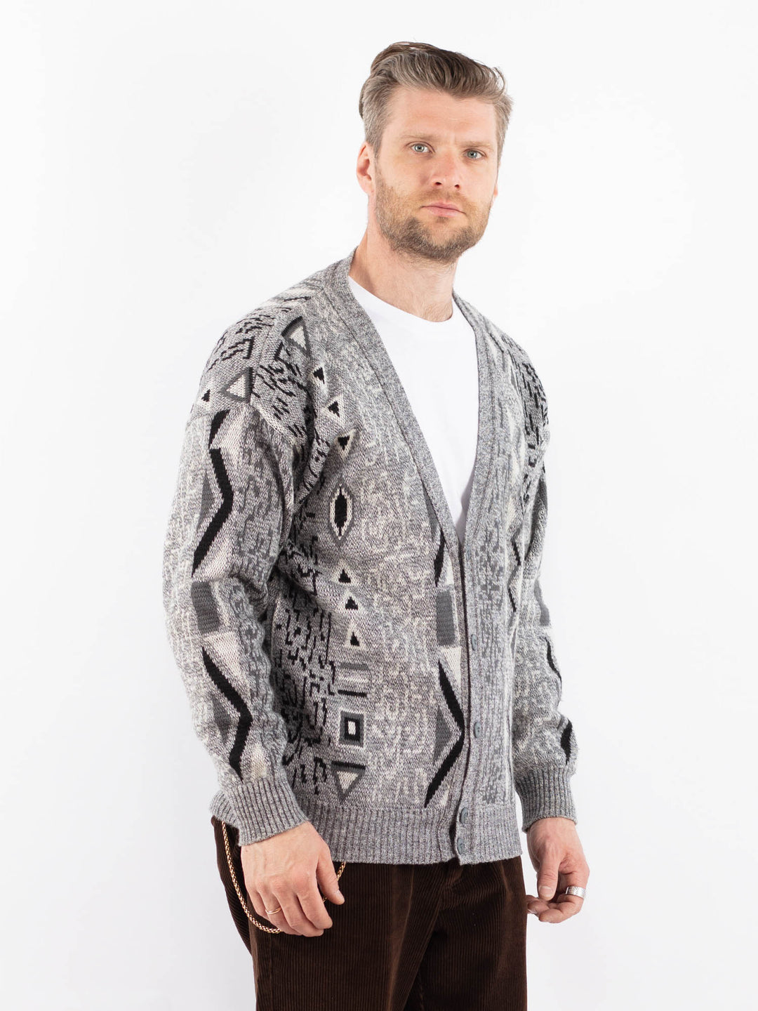Vintage 90's Men Cardigan in GrayZ1648