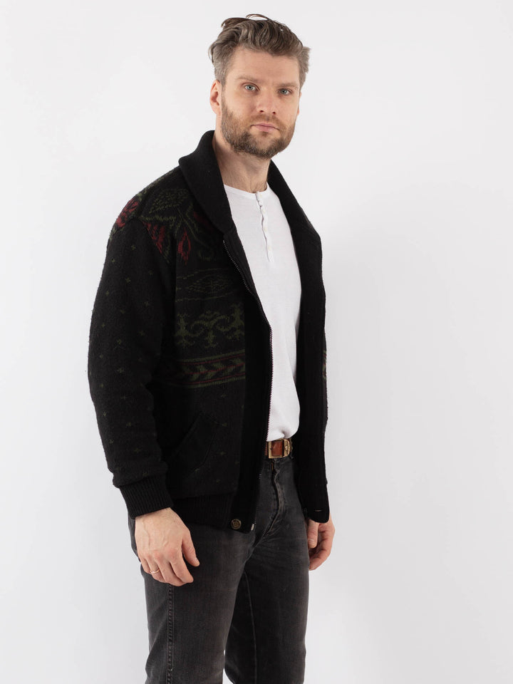 Vintage 90's Men Cardigan in BlackZ969