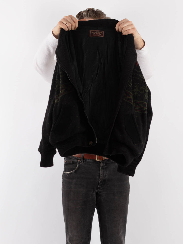 Vintage 90's Men Cardigan in BlackZ969