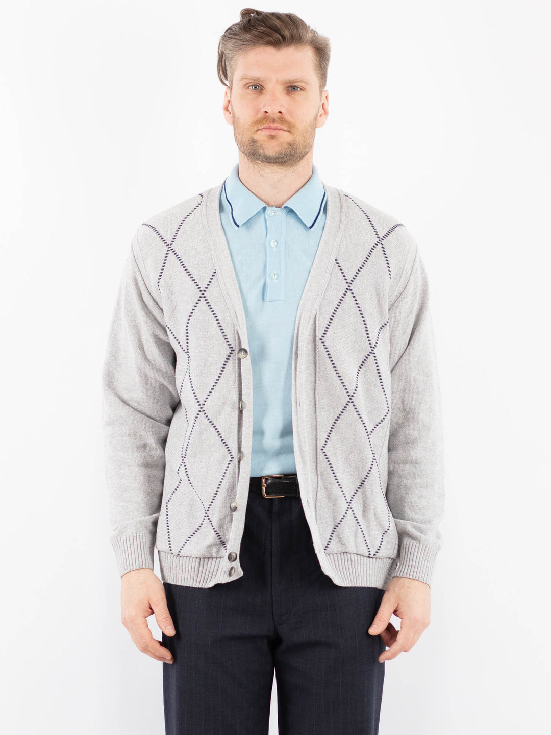 Vintage 90's Men Cardigan in GrayZ1379