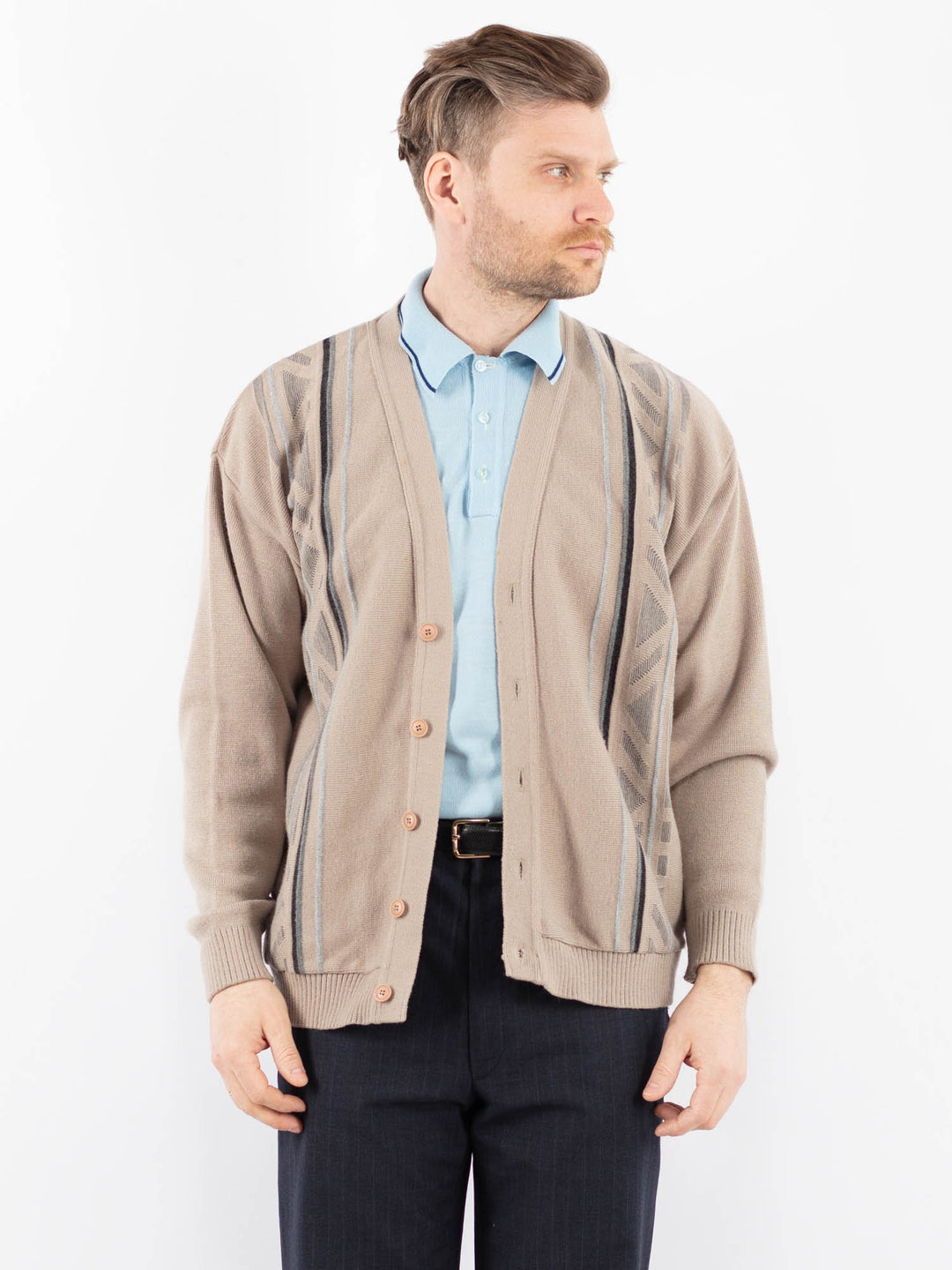 Vintage 90's Men Cardigan in BeigeZ1380
