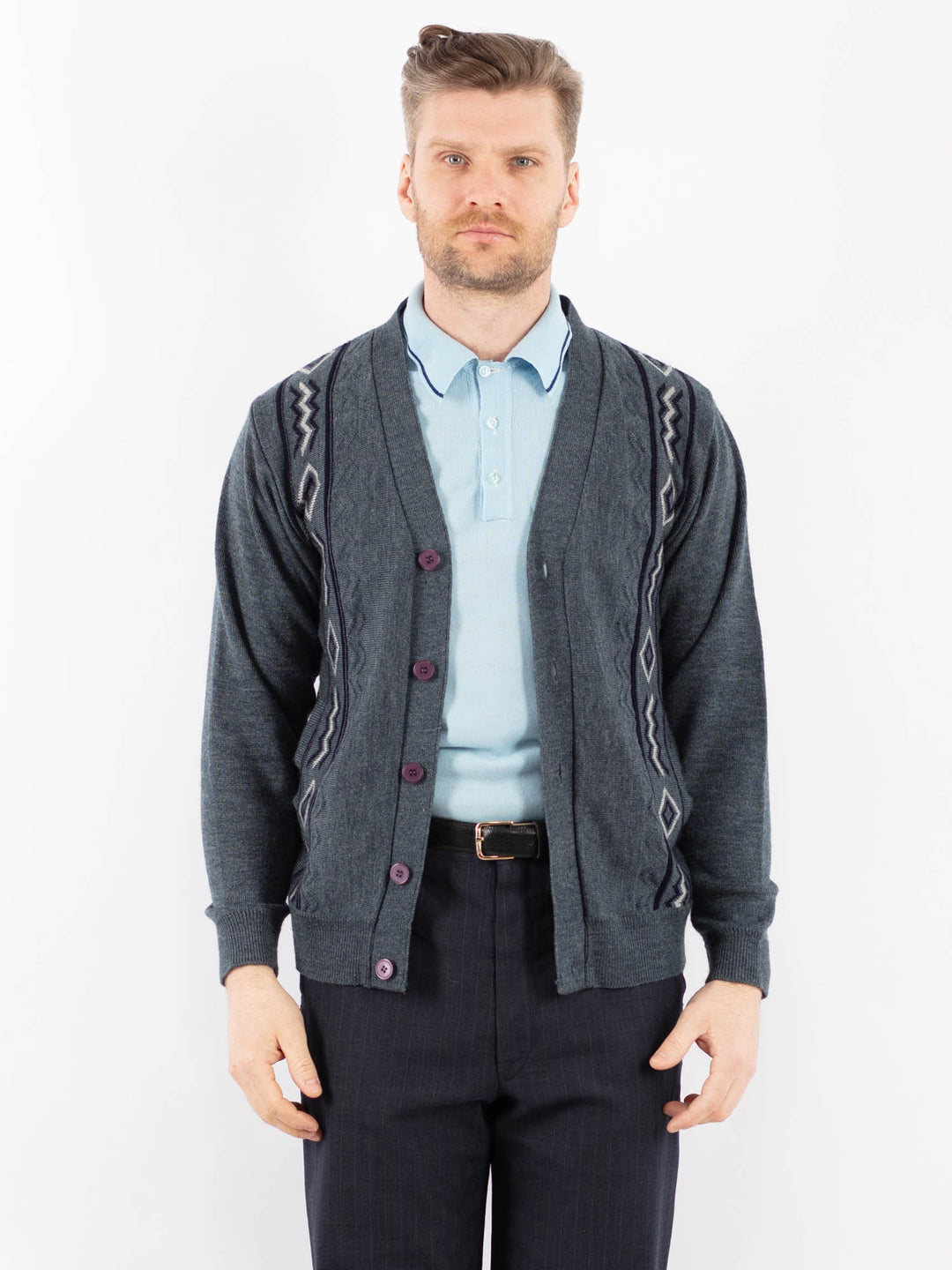 Vintage 90's Men Cardigan in GrayZ1386