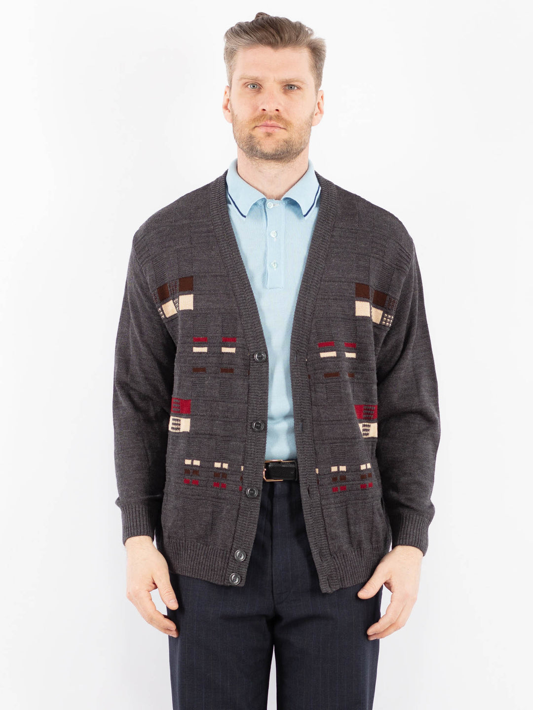 Vintage 90's Men Cardigan in GrayZ1387
