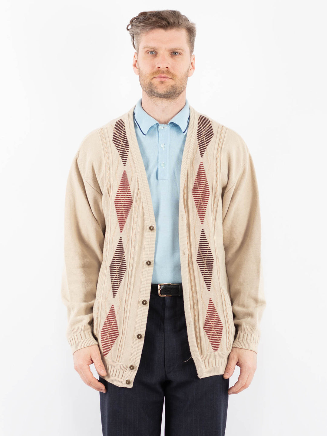 Vintage 90's Men Cardigan in BeigeZ1395