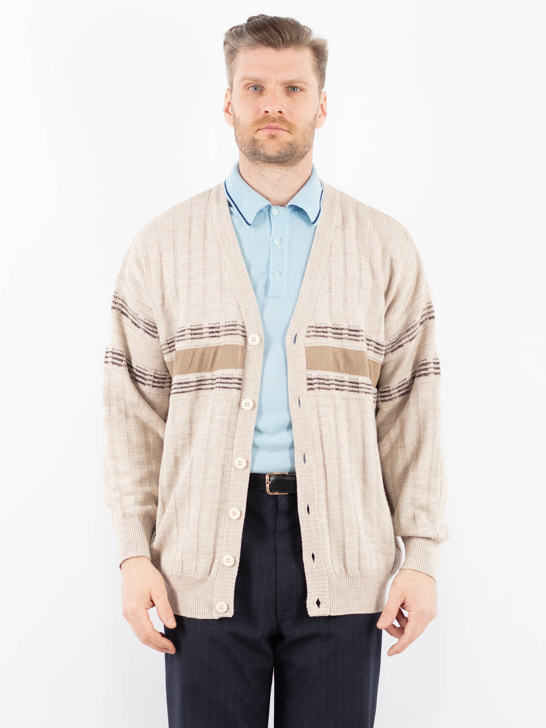 Vintage 90's Men Cardigan in BeigeZ1397