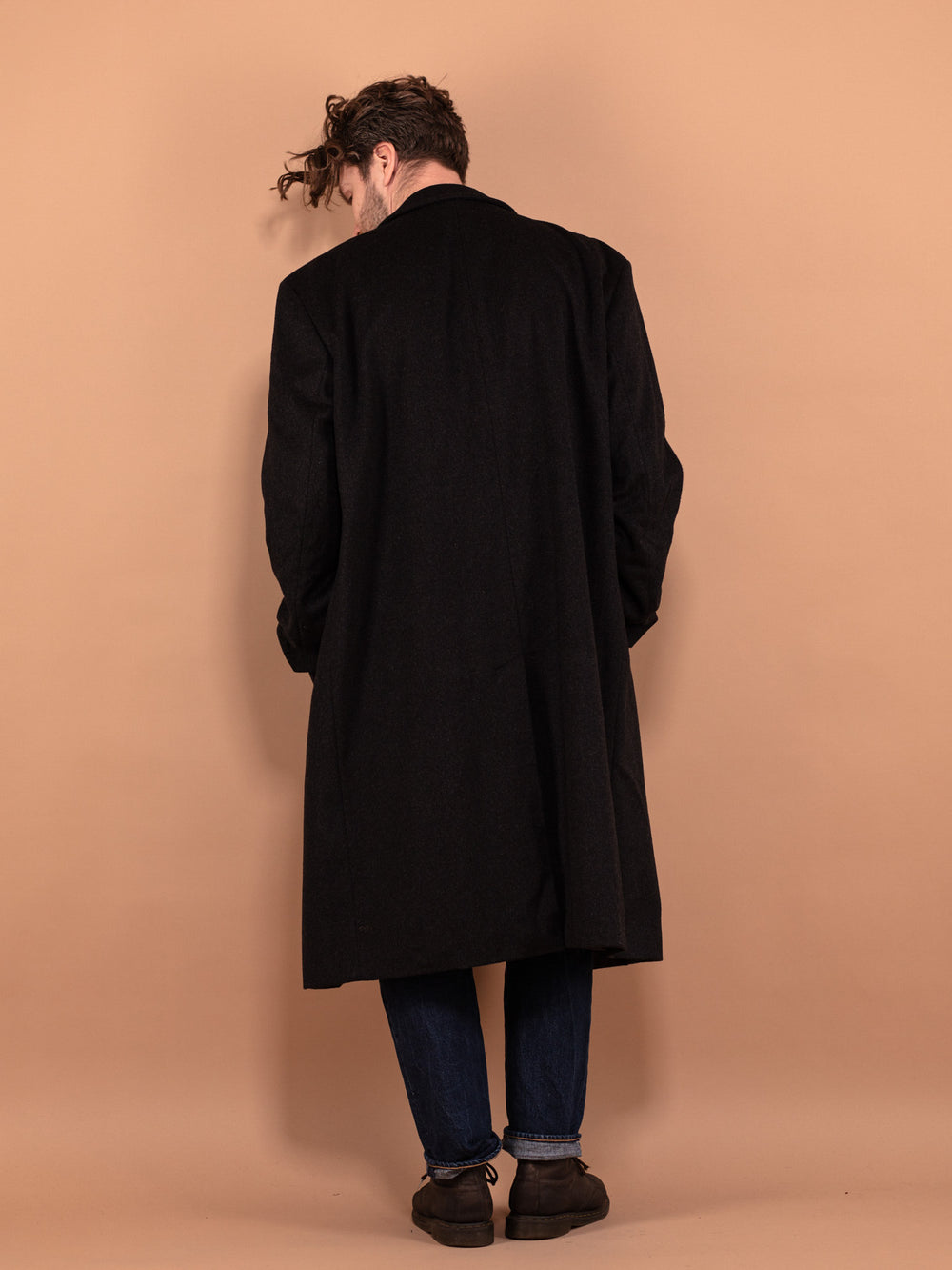 Vintage 90's Men Wool and Cashmere Coat in Gray - NorthernGrip