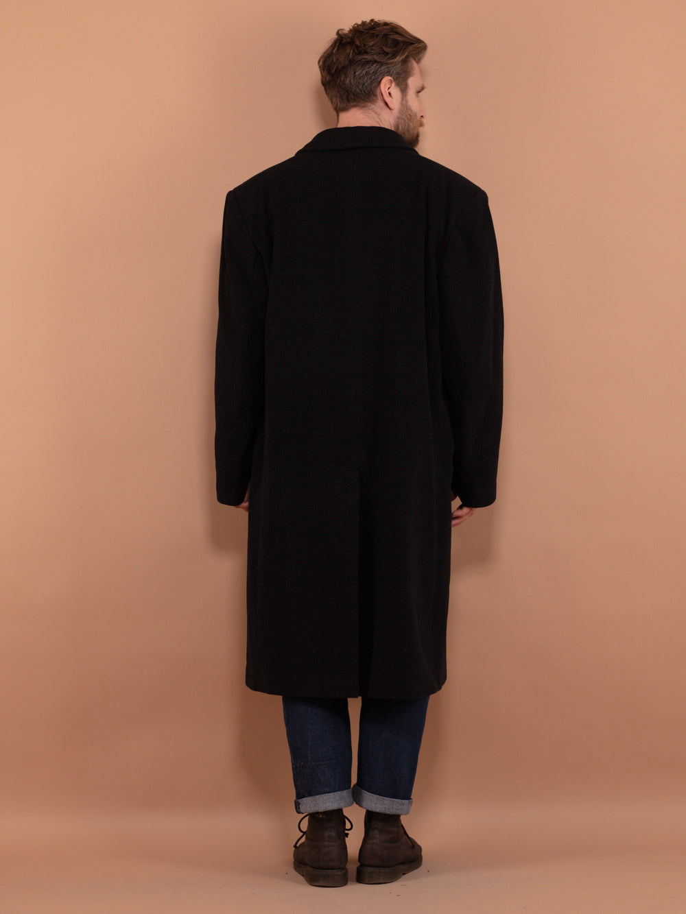 Vintage 90's Men Cashmere Wool Blend Coat in Gray - NorthernGrip