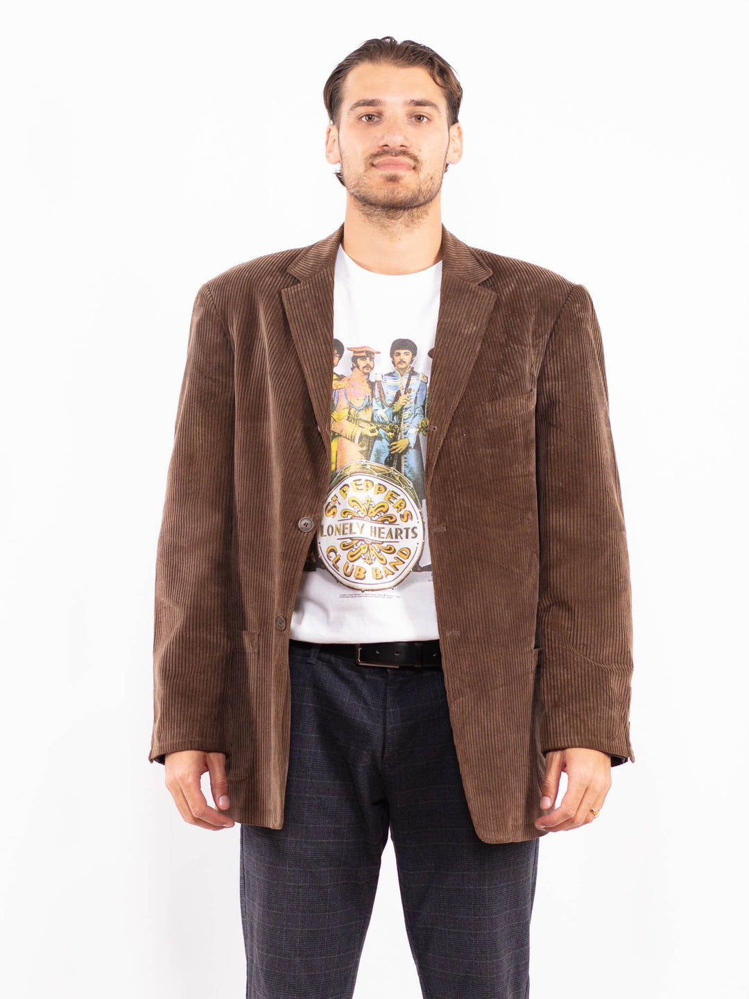 Vintage 90's Men Corduroy Blazer Jacket in BrownZ21273