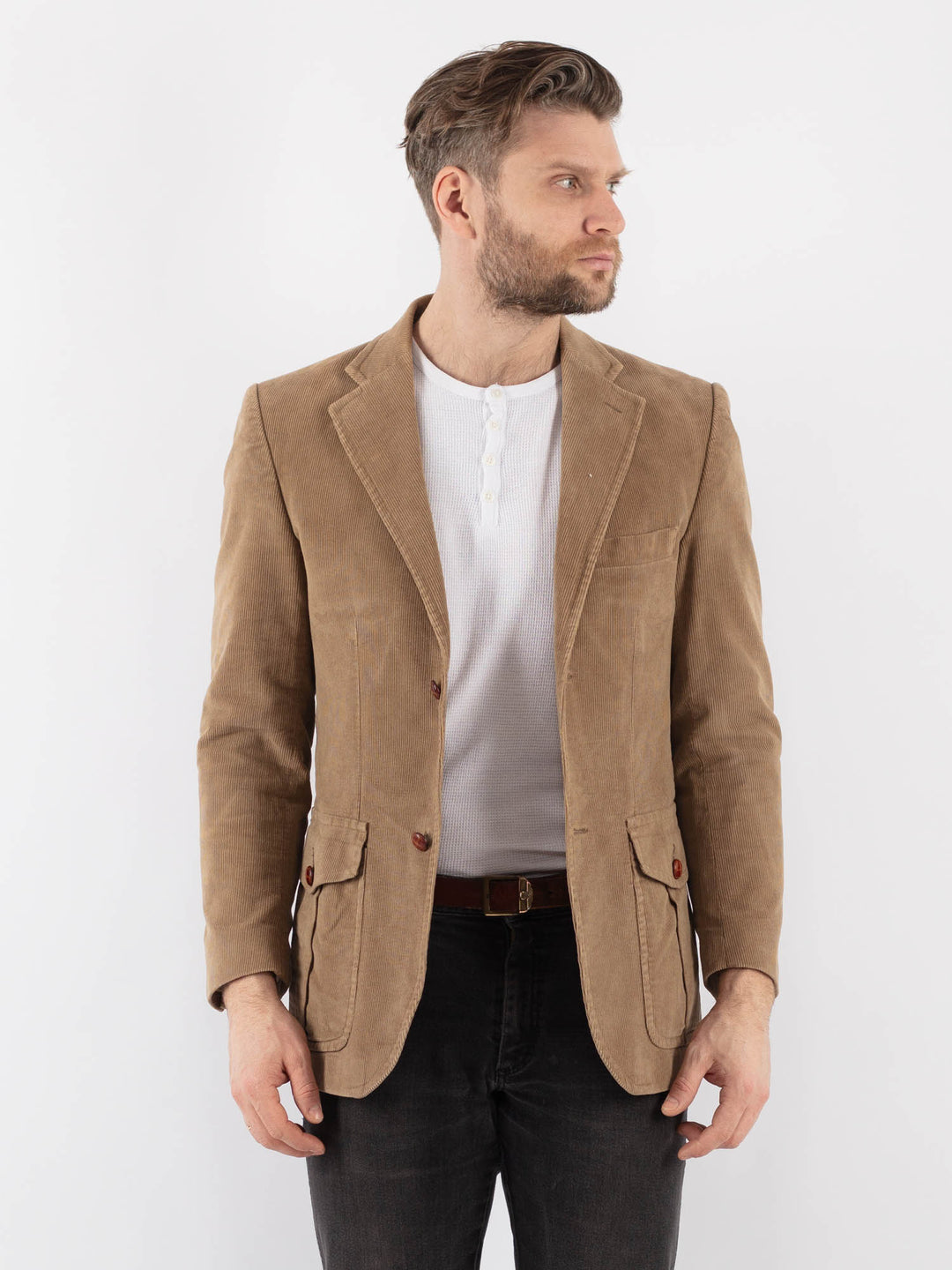 Vintage 90's Men Corduroy Blazer Jacket in BeigeZ986