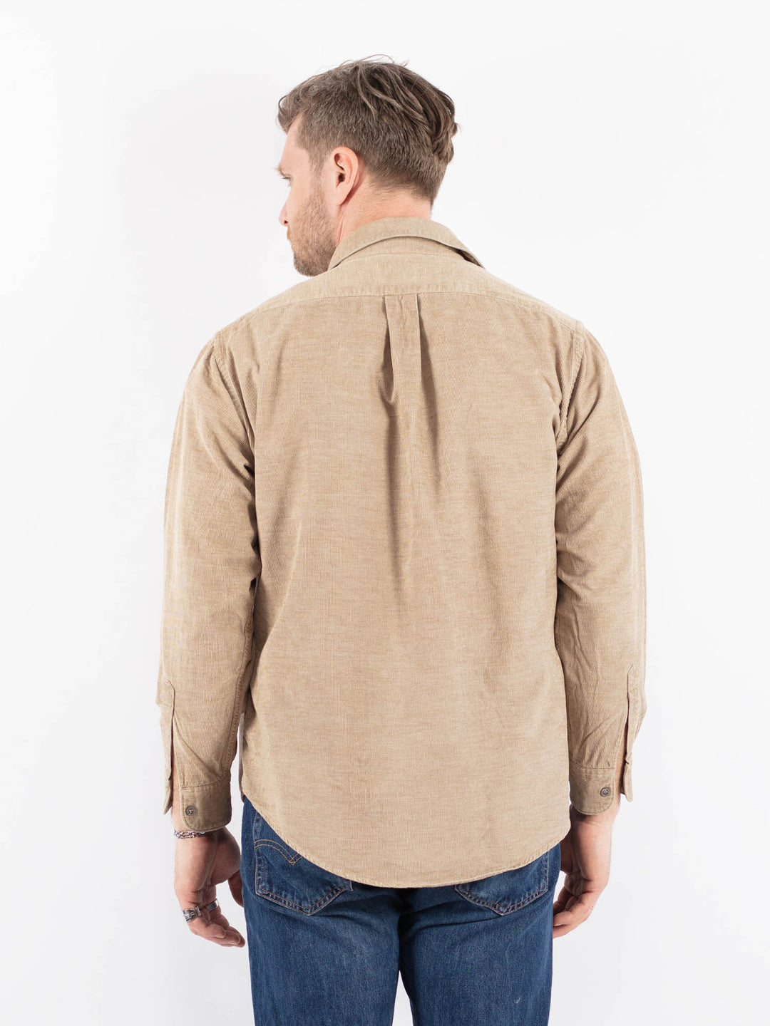 Vintage 90's Men Corduroy Shirt in BeigeZ1479