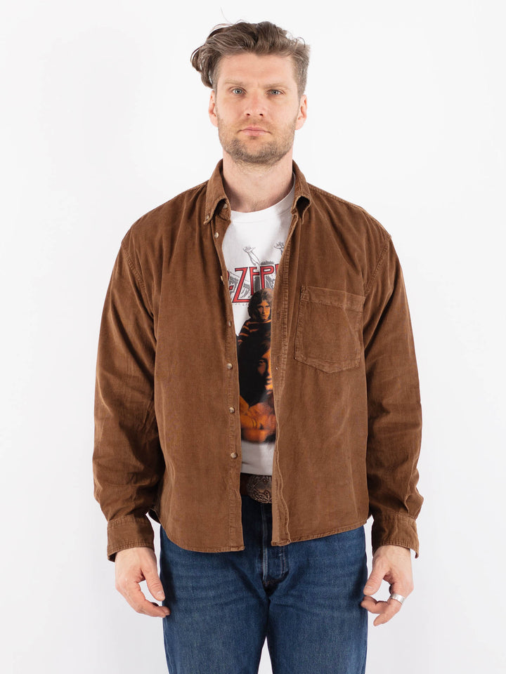 Vintage 90's Men Corduroy Shirt in BrownZ1486