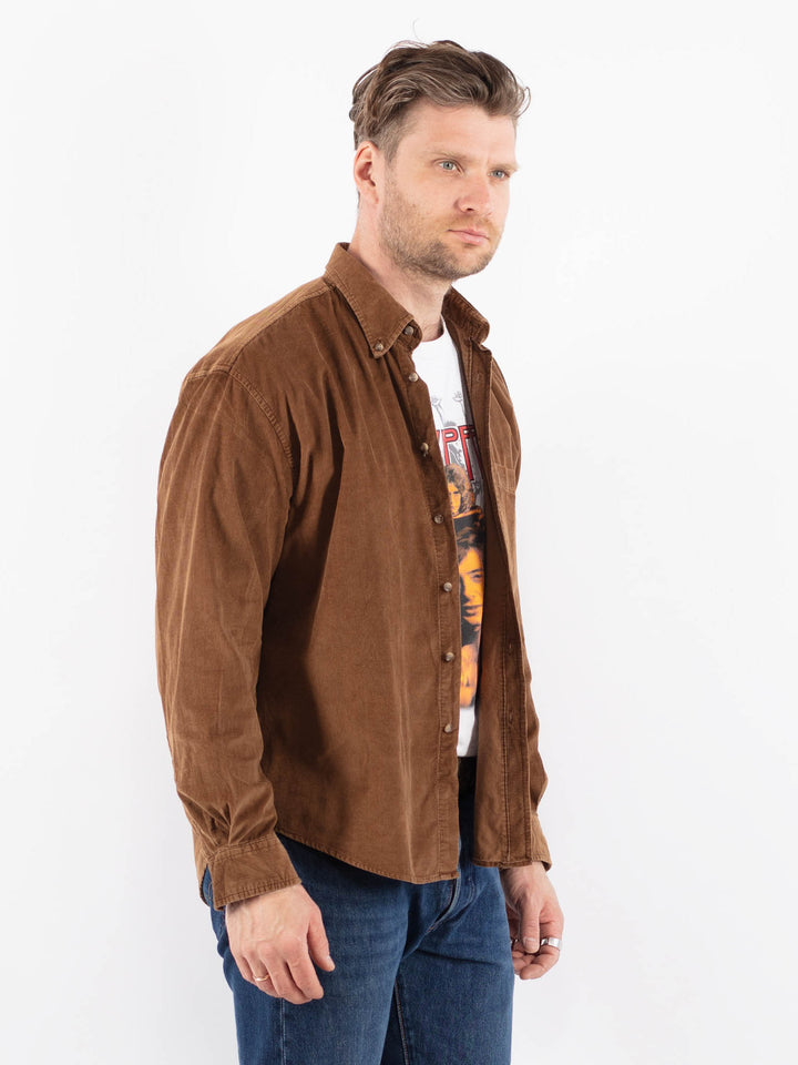 Vintage 90's Men Corduroy Shirt in BrownZ1486
