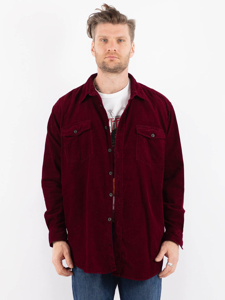 Vintage 90's Men Corduroy Shirt in RedZ1490