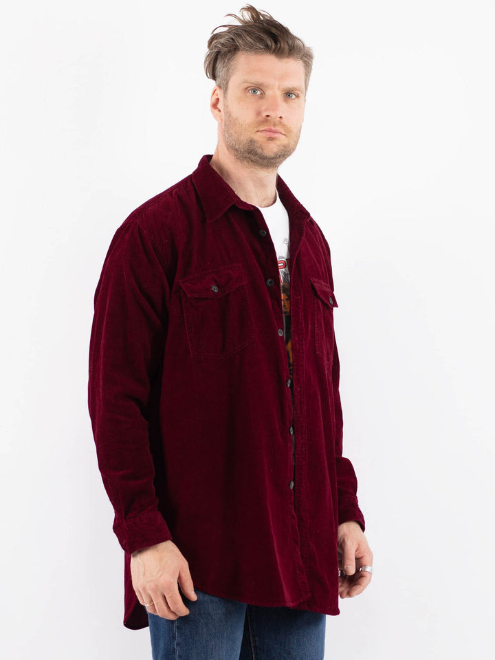 Vintage 90's Men Corduroy Shirt in RedZ1490