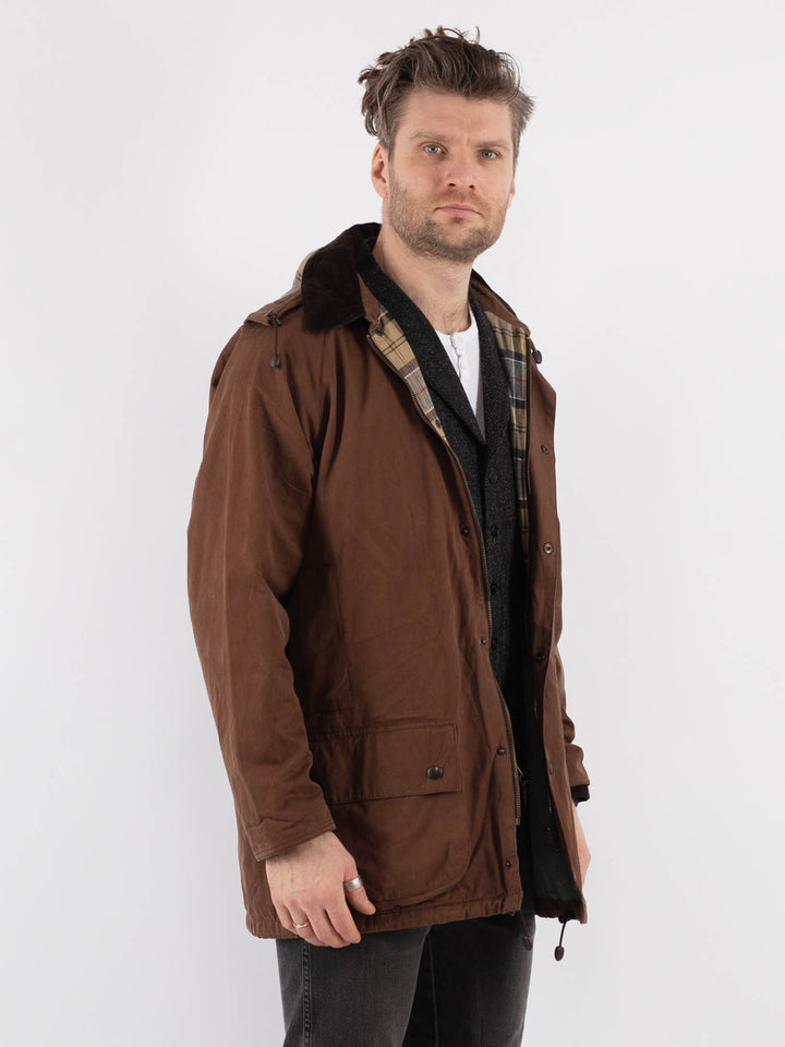 Vintage 90's Men Hooded Parka Jacket in Brown - NorthernGrip