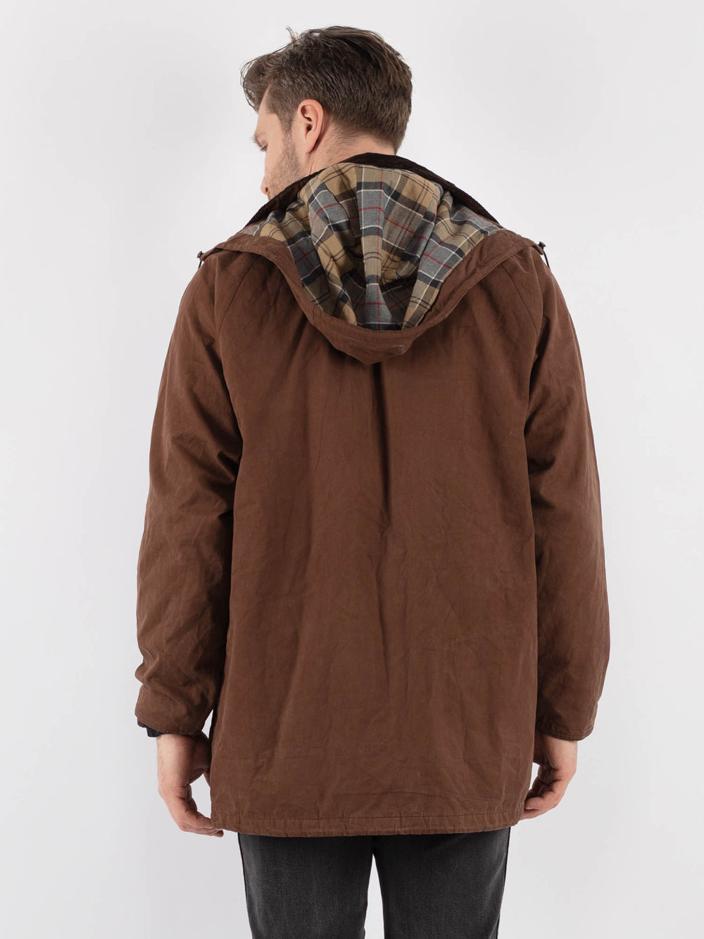 Vintage 90's Men Hooded Parka Jacket in Brown - NorthernGrip