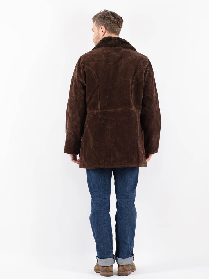 Vintage 90's Men Faux Sheepskin c in BrownZ1538
