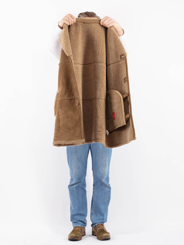 Vintage 00's Men Faux Sheepskin Coat in BeigeZ1442