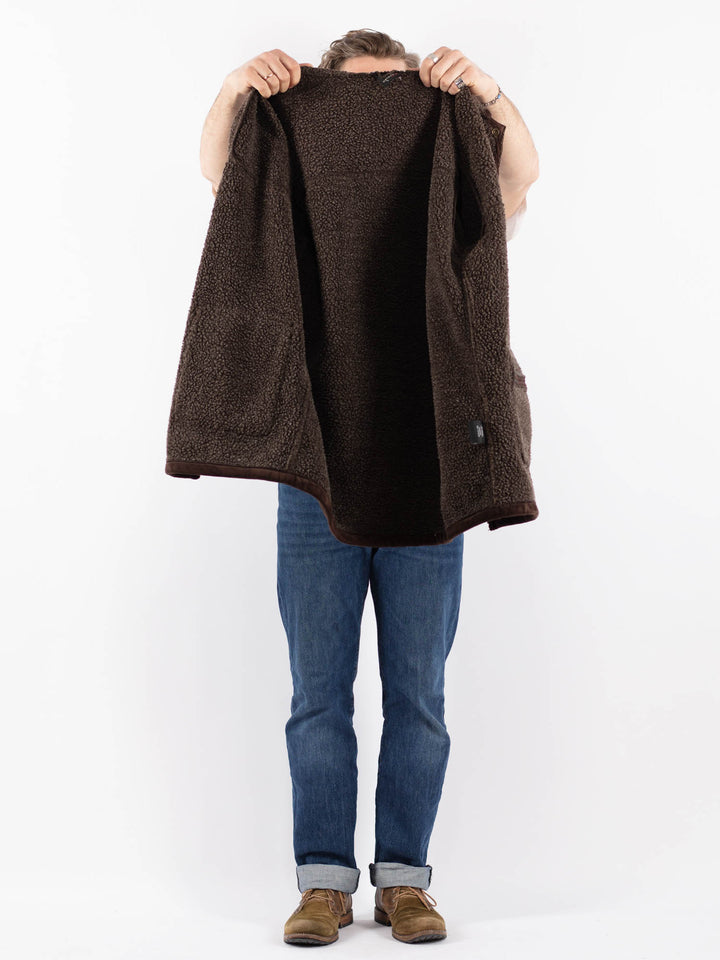 Vintage 90's Men Faux Sheepskin Coat in BrownZ1551
