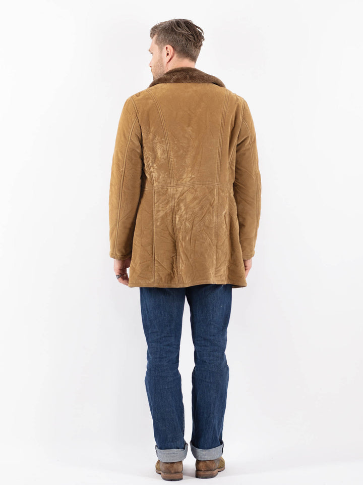 Vintage 90's Men Faux Sheepskin Coat in BeigeZ1553