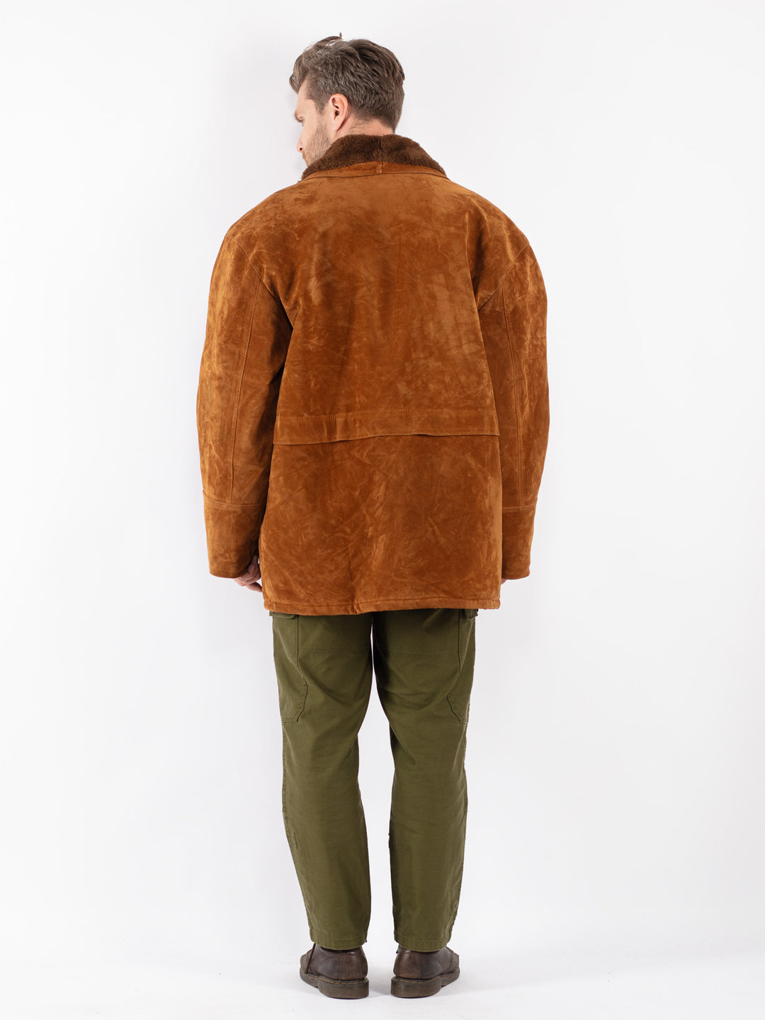 Vintage Men Faux Sheepskin Coat in Brown