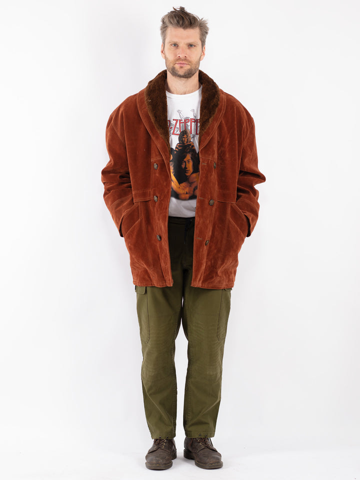 Vintage Men Faux Sheepskin Coat in