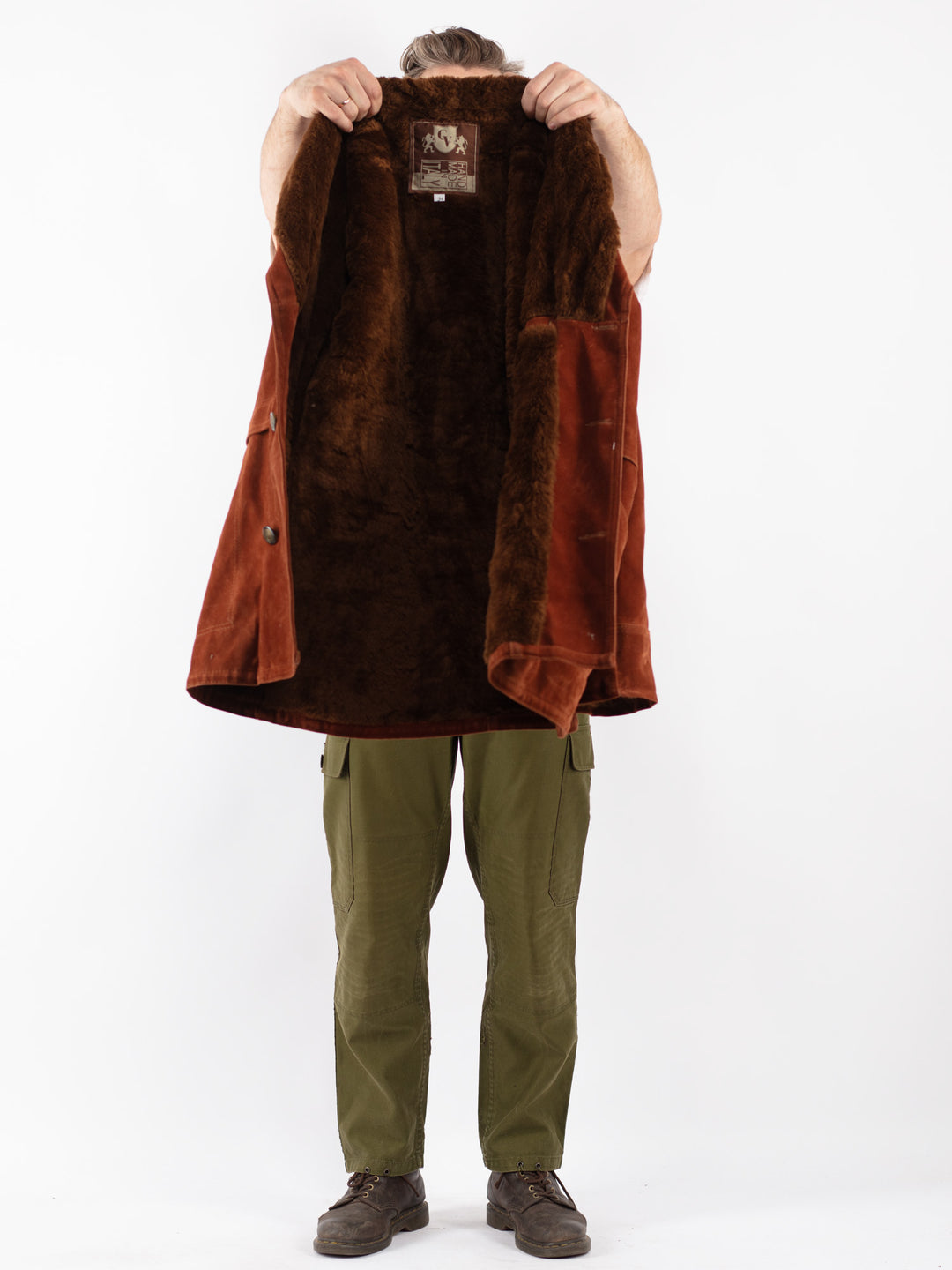 Vintage Men Faux Sheepskin Coat in