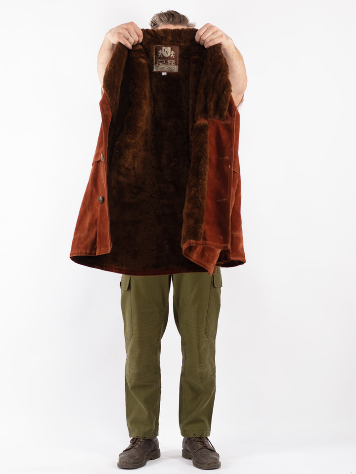 Vintage Men Faux Sheepskin Coat in