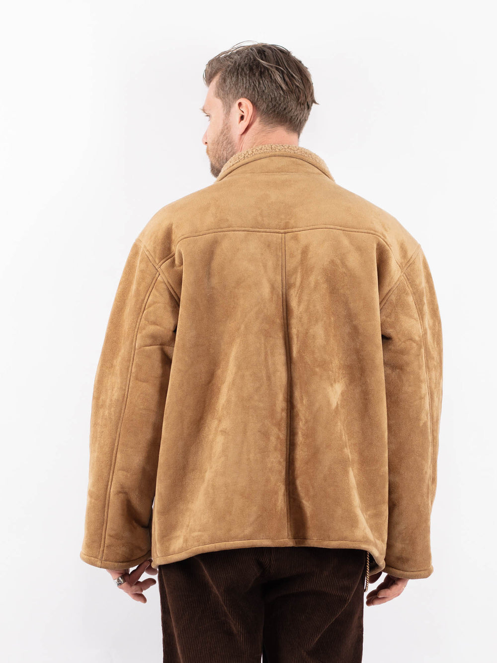 Vintage 90's Men Faux Sheepskin Jacket in BeigeZ1707