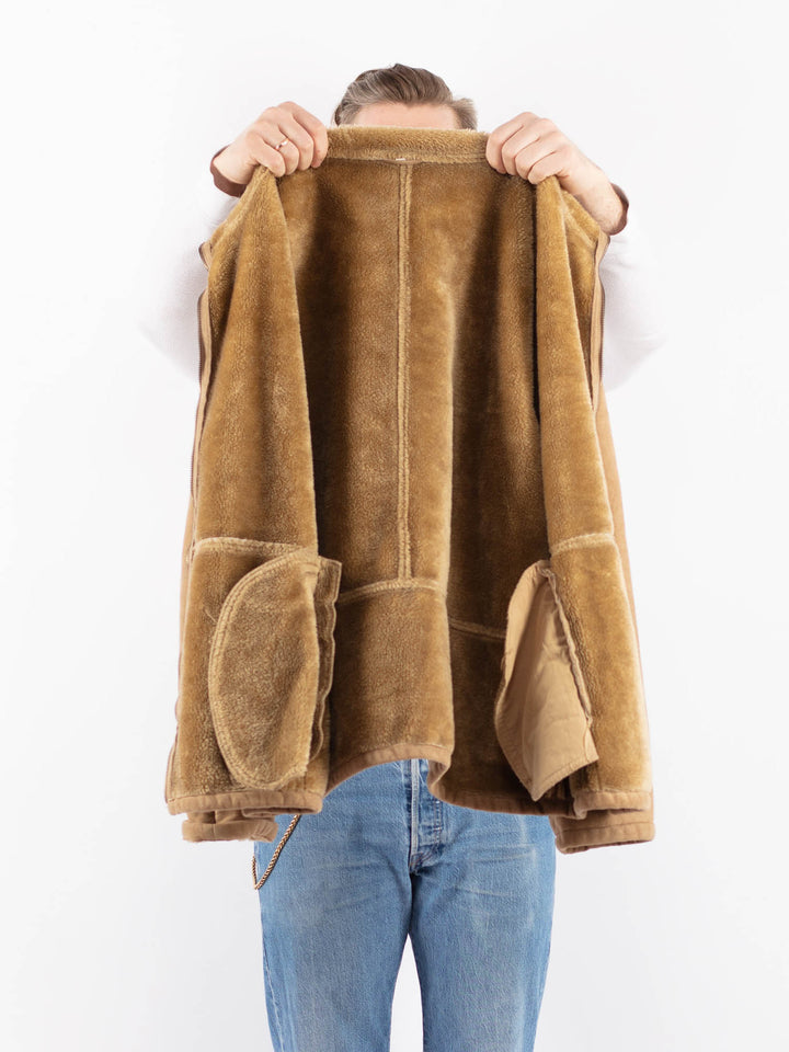 Vintage 00's Men Faux Sheepskin Jacket in BeigeZ1438