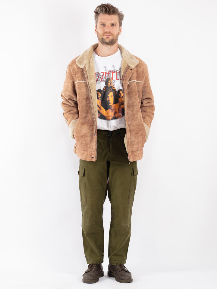 Vintage Men Faux Sheepskin Jacket in