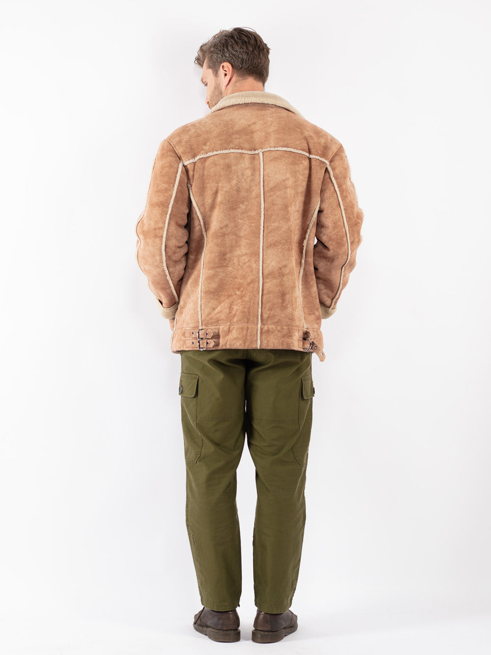 Vintage Men Faux Sheepskin Jacket in