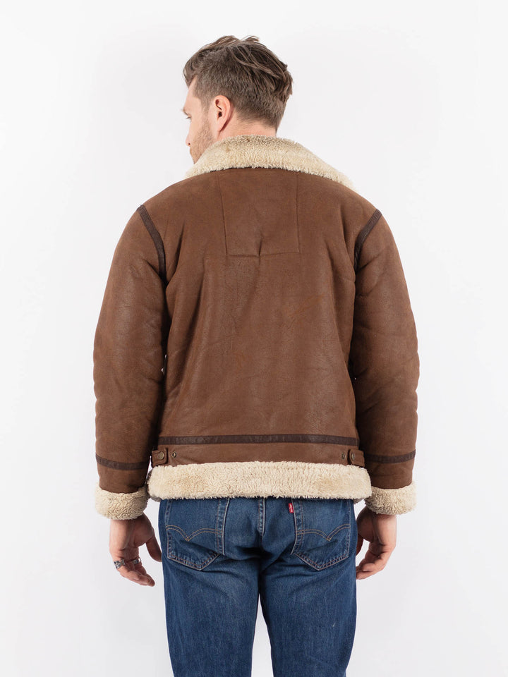 Vintage 00's Men Faux Sheepskin Jacket in BrownZ1558